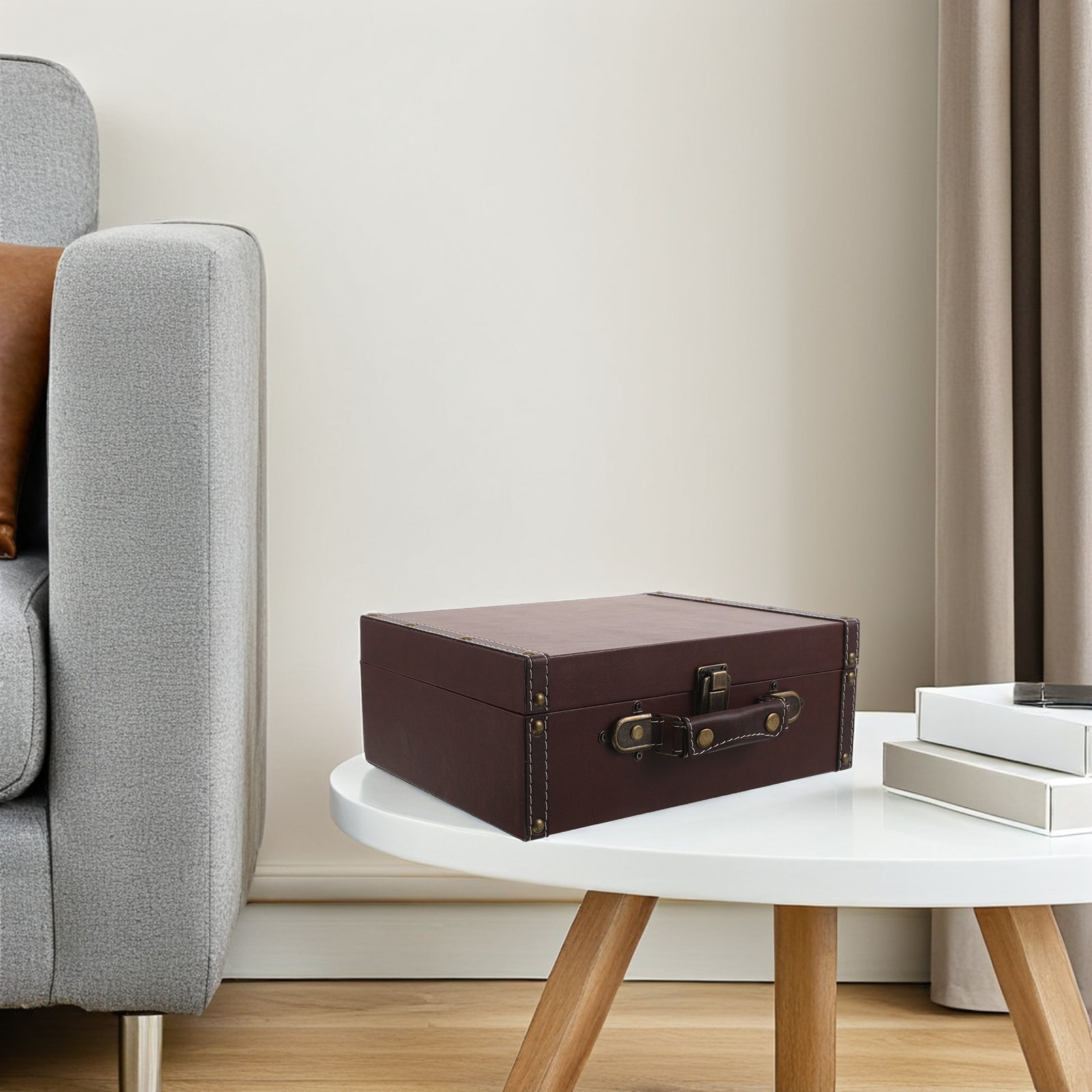 Retro Vintage Trunk Suitcase - Boîte de rangement rétro en bois,
