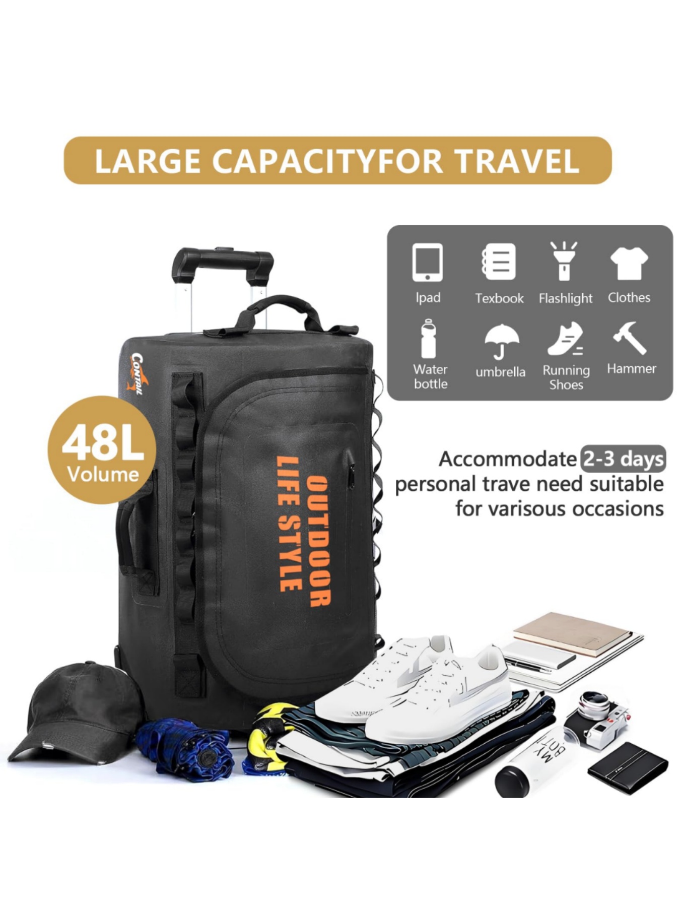 Sac de plongée à roulettes de  - Foldable Rolling Luggage Bag avis et prix